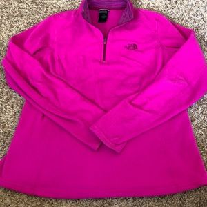North Face hot pink fleece pullover, size L